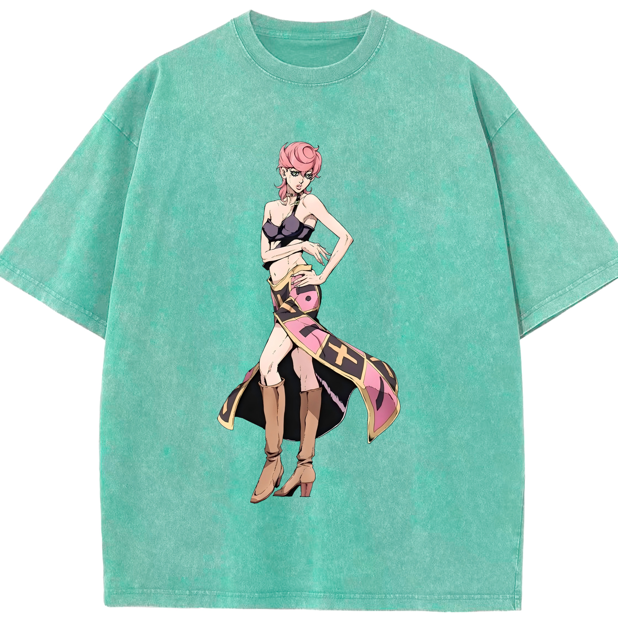 （画像用） ジョジョの奇妙な冒険 トリッシュ?ウナ JoJo's Bizarre Adventure Trish Una 綿100% ヴィンテージ風 半袖Tシャツ（フロントプリント）